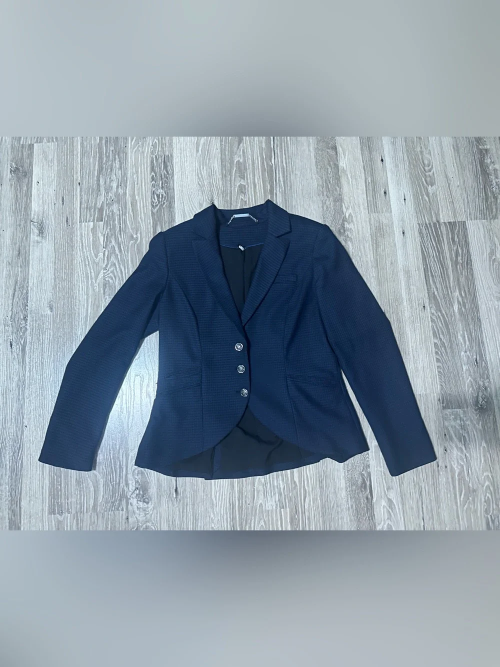 White House Black Market Navy and Black‎ Textured Jacket - Blue/Black Size 10